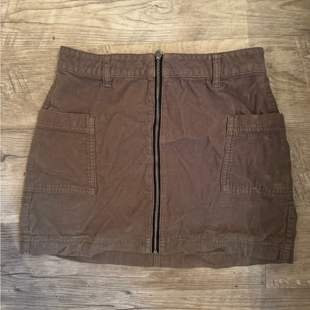 Brown Corduroy Mini Skirt